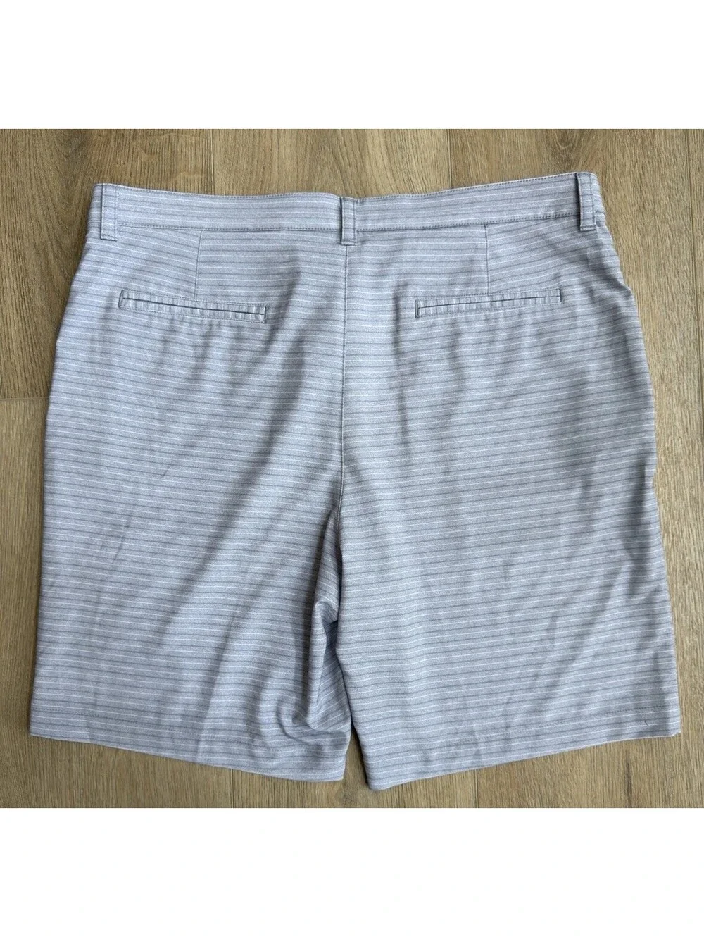 Ben Hogan Golf Shorts Mens 38 Blue Gray Striped Performance Stretch Flat Front